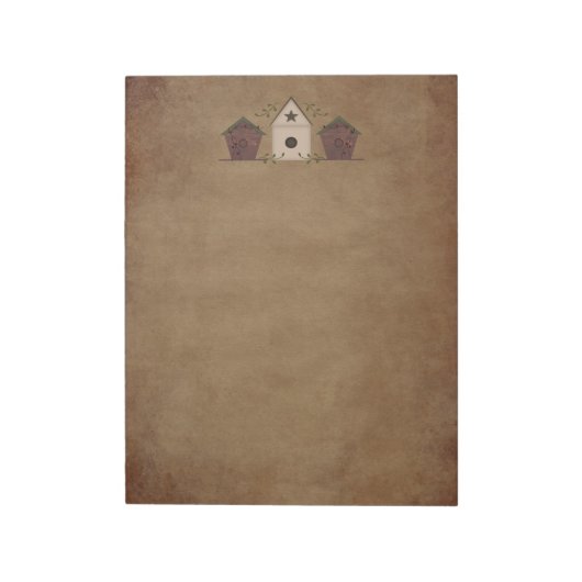 Primitive Birdhouses Große Notepad Notizblock (Rotiert)