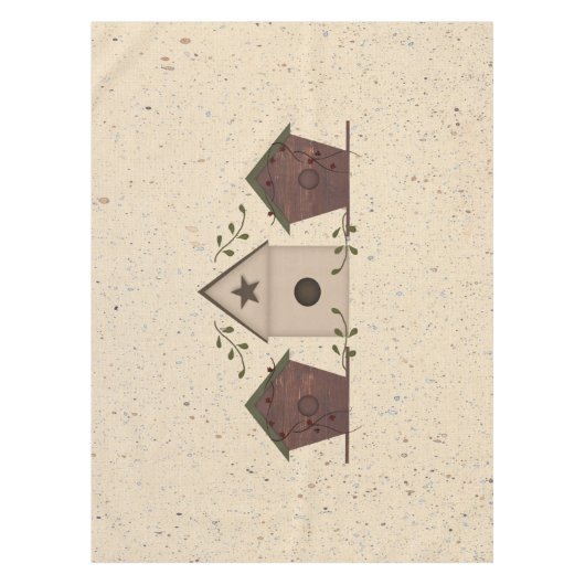 Primitive Birdhouses Tablecloth Tischdecke (Vorderseite)
