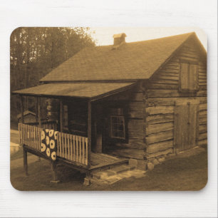 Primitive Blockhütte Mousepad
