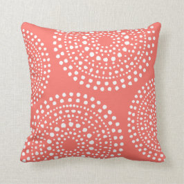 Primitive Boho Mosaik Muster Live Coral Kissen