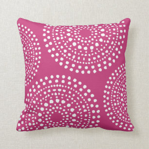 Primitive Boho-Mosaikmuster Magenta Rosa Kissen