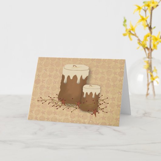 Primitive Candles Note Card Karte (Gelbe Blume)