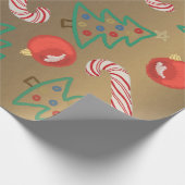 Primitive Candy Cane Weihnachtsbaum Rotes Ornament Geschenkpapier (Ecke)