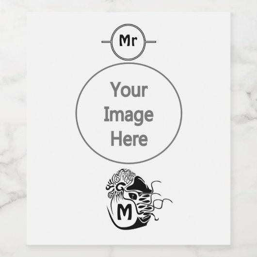 Primitive Chambered Nautilus Monogram Weinetikett (Einzelnes Label)