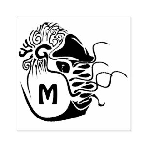 Primitive Chambered Nautilus Monogramm Gummistempel