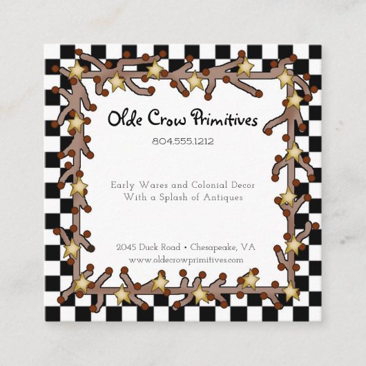 Primitive Country Berries & Stars Business Card Quadratische Visitenkarte (Vorderseite)