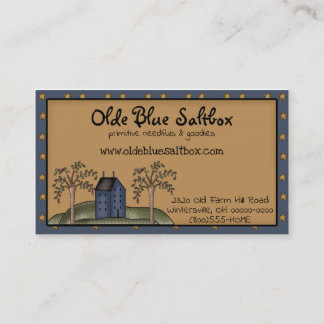 Primitive Country Blue Saltbox House Business Card Visitenkarte