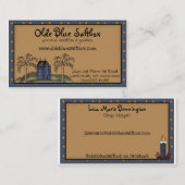 Primitive Country Blue Saltbox House Business Card Visitenkarte (Vorne/Hinten)