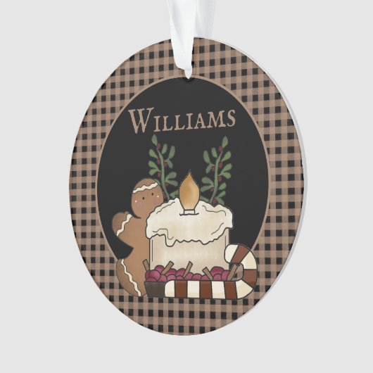 Primitive Country Candle & Goodies Name Weihnachte Ornament (Vorderseite)