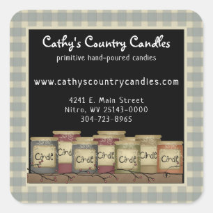 Primitive Country Candles & Pip Berries Square Sti Quadratischer Aufkleber