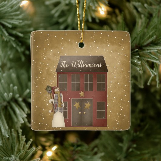 Primitive Country Christmas Zuhause Individuelle N Keramikornament (Baum)