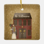 Primitive Country Christmas Zuhause Individuelle N Keramikornament (Vorderseite)