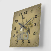 Primitive Country Crows Cat Sonnenblumen Wall Uhr (Winkel)