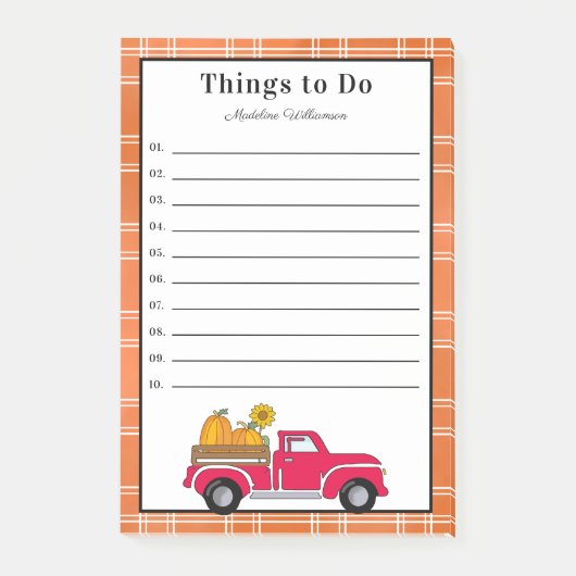 Primitive Country Fall Pumpkin Truck zu tun Post-it Klebezettel (Vorderseite)