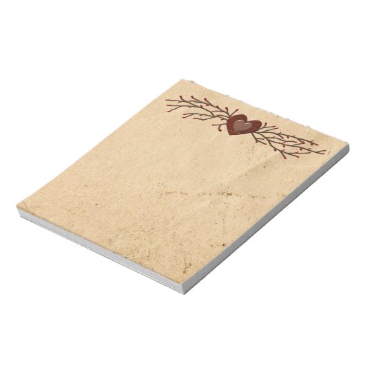 Primitive Country Heart Notepad Notizblock (Rotiert)