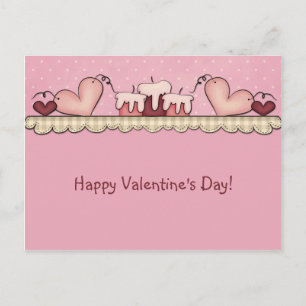 Primitive Country Hearts Candles Valentines Karten