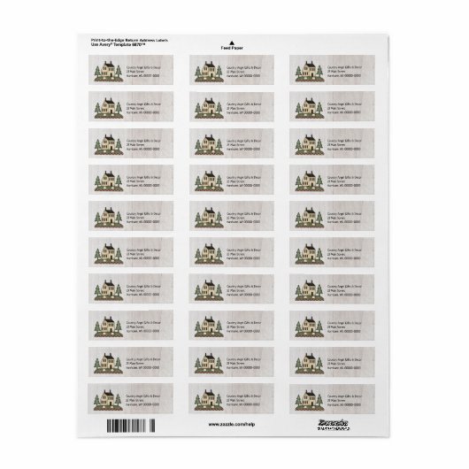 Primitive Country Saltbox House Rücksendeadresse (Vorne)