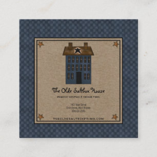 Primitive Country Saltbox House Rusty Stars Kraft Quadratische Visitenkarte
