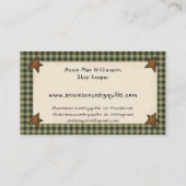 Primitive Country Sewing Doll Homespun Rustikal Visitenkarte (Rückseite)