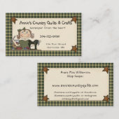 Primitive Country Sewing Doll Homespun Rustikal Visitenkarte (Vorne/Hinten)