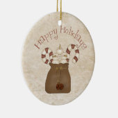 Primitive Country Snowmen Keramik Ornament (Rechts)