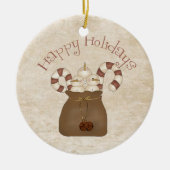 Primitive Country Snowmen Keramik Ornament (Vorne)