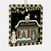 Primitive Country Weihnachten Hütte mit Snowman Keramikornament