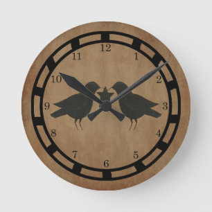 Primitive Crows Wall Clock Runde Wanduhr