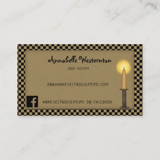 Primitive Ernte Haus Rustikal Land Custom Visitenkarte (Rückseite)