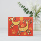 Primitive ethnische Big Horn Sheep Postkarte (Stehend Vorderseite)