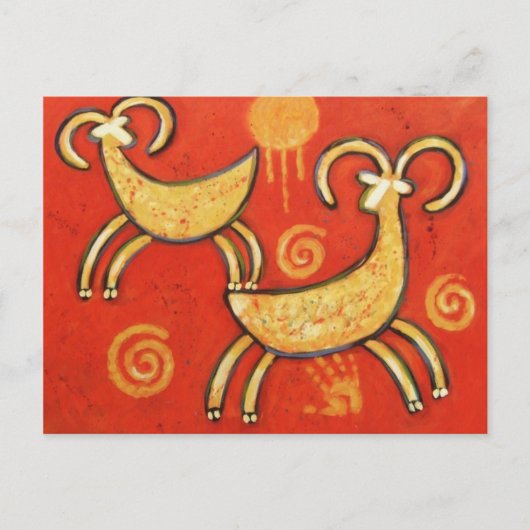 Primitive ethnische Big Horn Sheep Postkarte (Vorderseite)