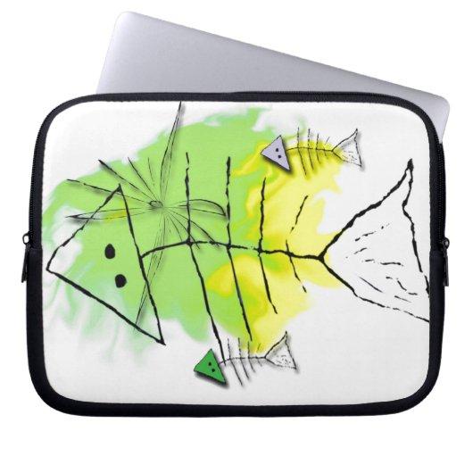Primitive Fisch-Laptop-Tasche Laptopschutzhülle (Vorderseite)
