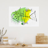 Primitive Fischkanvas drucken Poster (Küche)