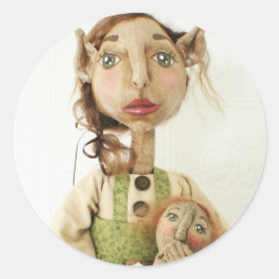 Primitive Folk Art Elf Sticker ~ Weihnachtskarten