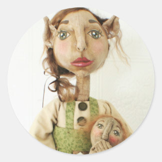 Primitive Folk Art Elf Sticker ~ Weihnachtskarten
