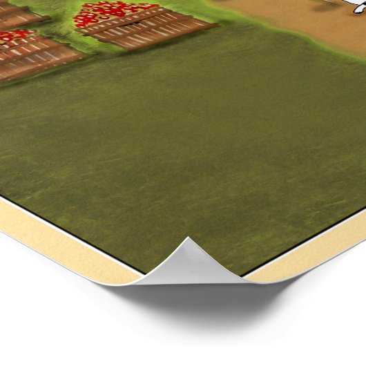 Primitive Folk Art Old Country Store Landtiere Poster (Ecke)