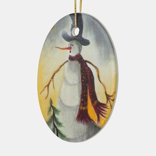 Primitive Folk Art Snowman Keramikornament (Links)