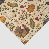 Primitive Folk Art Thanksgiving Seidenpapier (Ausschnitt)