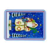 PRIMITIVE FOLKART BALTIMORE QUILT VATER CHRISTMAS MAGNET (Horizontal)