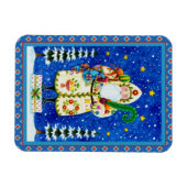 PRIMITIVE FOLKART BALTIMORE QUILT VATER CHRISTMAS MAGNET (Horizontal)