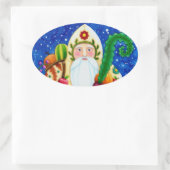 PRIMITIVE FOLKART BALTIMORE QUILT VATER CHRISTMAS OVALER AUFKLEBER (Tasche)