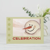 Primitive Folklorekunst Snowman Holiday Party Einladung (Stehend Vorderseite)