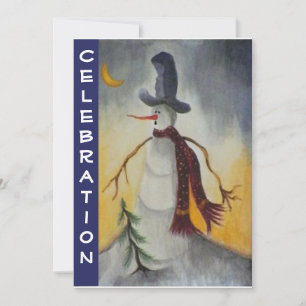 Primitive Folklorekunst Snowman Holiday Party Einladung