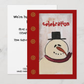 Primitive Folklorekunst Snowman Holiday Party Einladung (Vorne/Hinten)