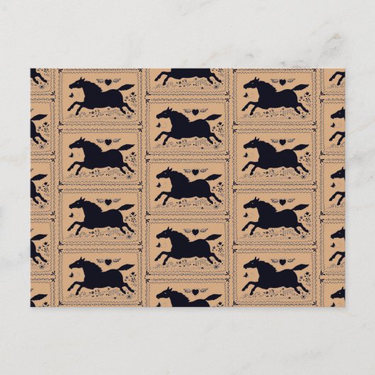 PRIMITIVE FOLKUNST, DIE DIE SILHOUETTE DER PFERDEQ POSTKARTE (Vorderseite)