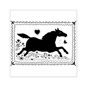 PRIMITIVE FOLKUNST - PFERDE, SILHOUETTE GUMMISTEMPEL