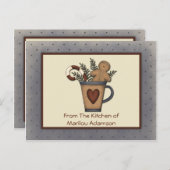 Primitive Gingerbrot Man Candy Canes Recipe Cards Postkarte (Vorne/Hinten)