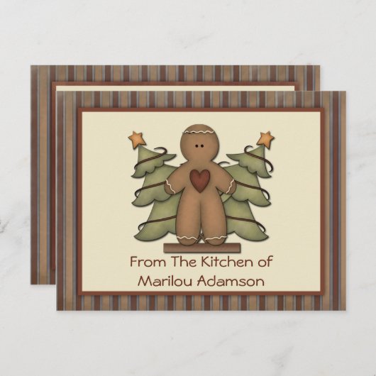 Primitive Gingerbrot Man Recipe Cards Postkarte (Vorne/Hinten)