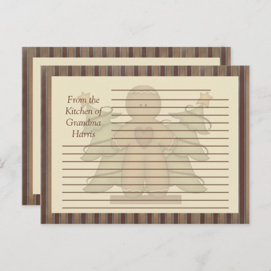 Primitive Gingerbrot Man Recipe Cards Postkarte (Vorne/Hinten)