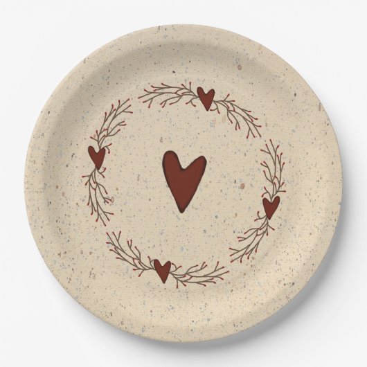 Primitive Hearts-Papierteller Pappteller (Vorderseite)